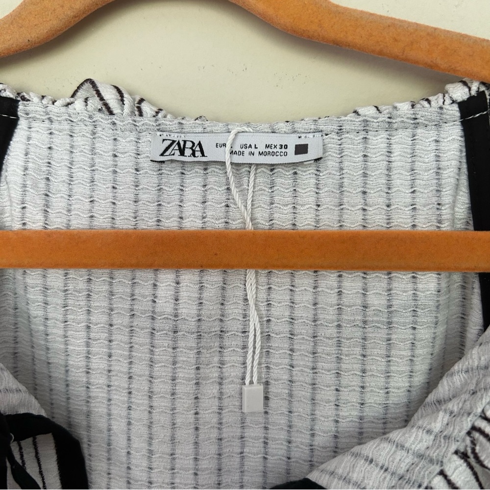 ZARA black & white striped sleeveless dress. Size Large. - Picture 9 of 12